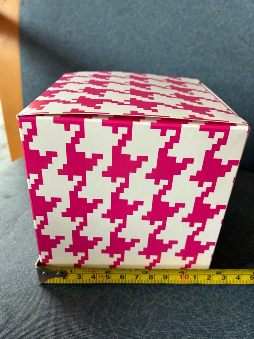Bright Pink Houndstooth Gift Box for Parties 3.75” cube